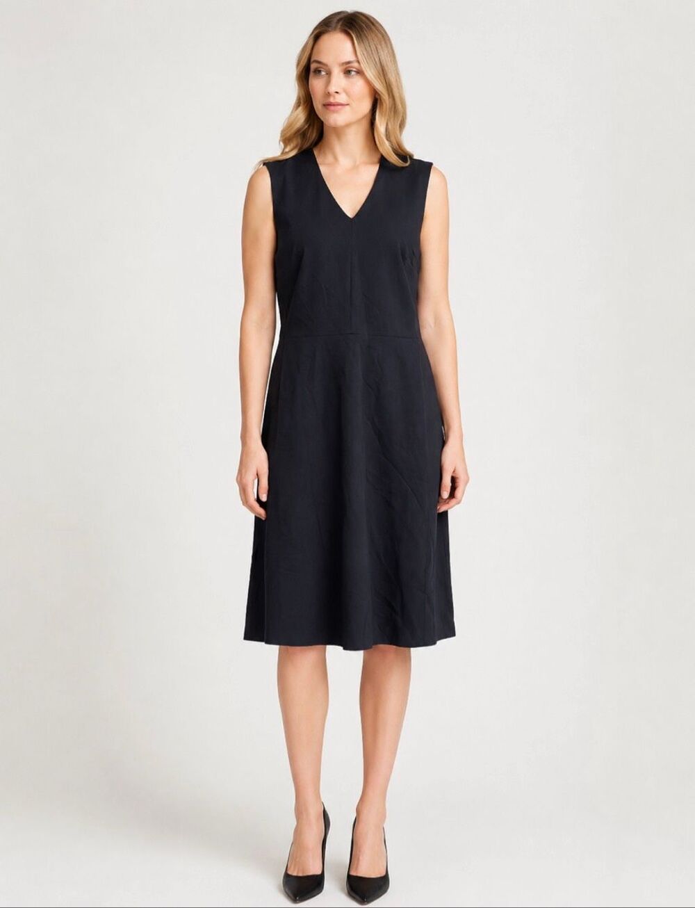 M.M.LaFleur Black Sleeveless V Neck Sheath Career Work Dress Size 12